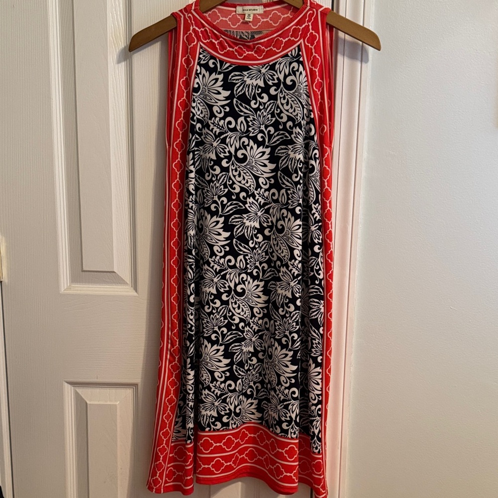 Max Studio Floral Sleeveless Dress - Navy and Red Size XS